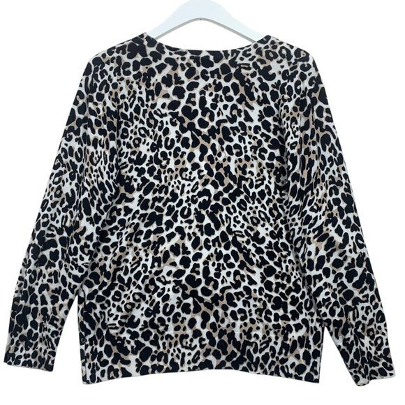 Leopard Animal Print Cardigan Sweater Sz M Womens Button D…cable&cage - Picture 14 of 16